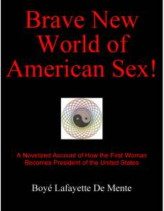 This is a fictionalized account of how the misunderstanding and misuse of male and female sexuality leads to a chain of sex clinics [where patients get the "real thing"] that becomes the largest enterprise in the world and results in the election of the first female president of the U.S. - with a startling end.
